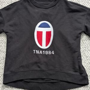 TNA Aritzia Women's (XXS) Black Cropped Sweatshirt w/Front Patch & Embroidery